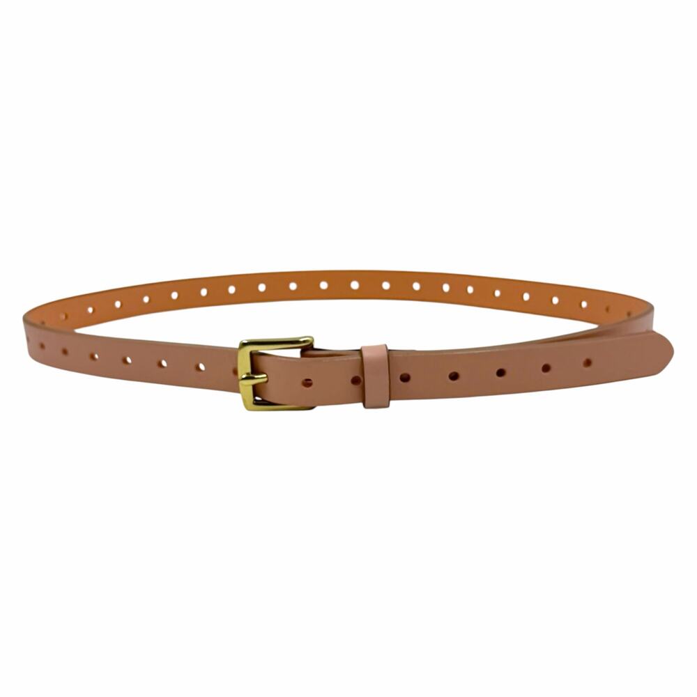 J.Crew Women's Pink Leather Belt XS/S Brass Buckle Classic Preppy Minimalist - Picture 3 of 5